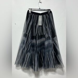 S.DEER Women’s Mesh Layered High Waisted Midi‎ Style Skirt Size Large NWT